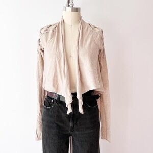 Y2k Draped Waterfall Cardigan in Beige Babydoll Cropped Rebecca‎ Taylor Wool
